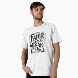 Faith Over Fear Lettering Mountain